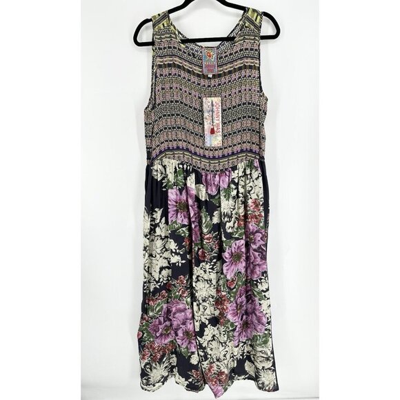 Johnny Was Elle Sleeveless Silk Blend Maxi Dress Women’s L NWT Missing Tie Belt - Picture 1 of 7